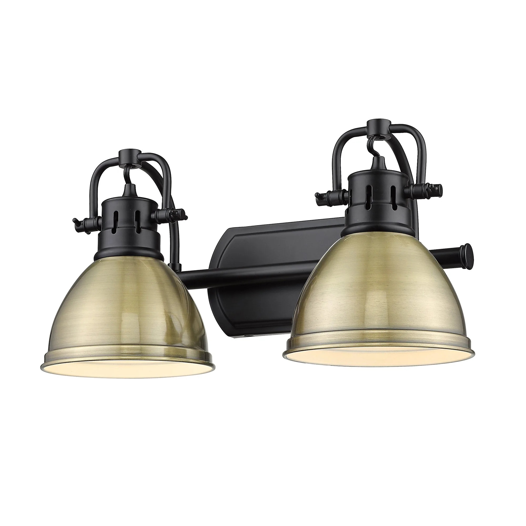 Duncan 2-Light Vanity in Matte Black with Aged Brass Shade