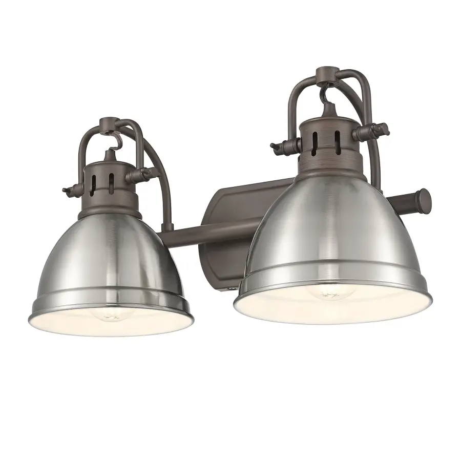 Duncan 2-Light Vanity in Rubbed Bronze with Pewter Shade - Image 1