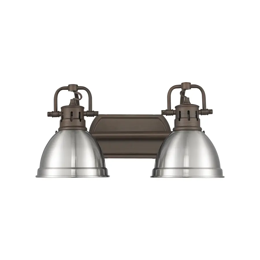 Duncan 2-Light Vanity in Rubbed Bronze with Pewter Shade - Image 2