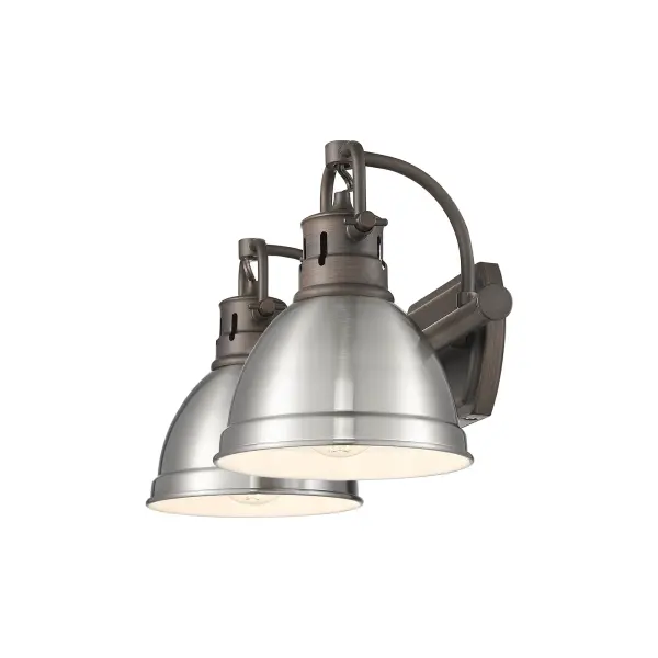 Duncan 2-Light Vanity in Rubbed Bronze with Pewter Shade - Image 3