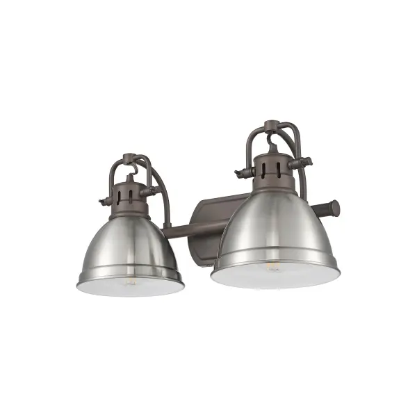 Duncan 2-Light Vanity in Rubbed Bronze with Pewter Shade - Image 4