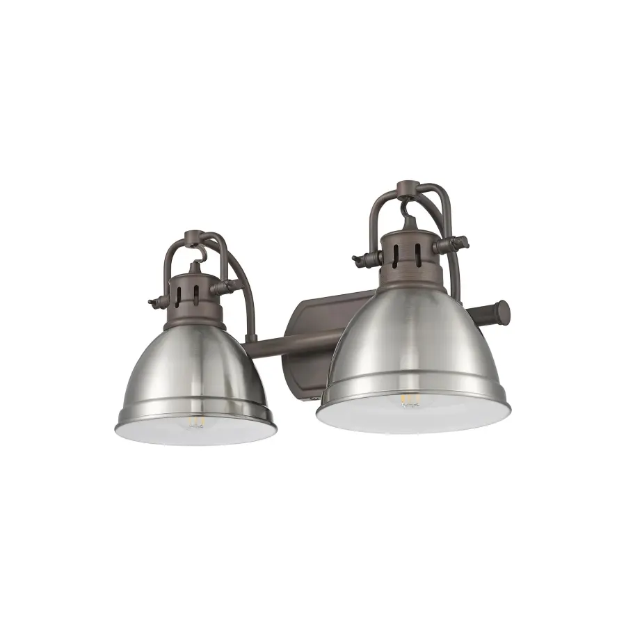 Duncan 2-Light Vanity in Rubbed Bronze with Pewter Shade - Image 4
