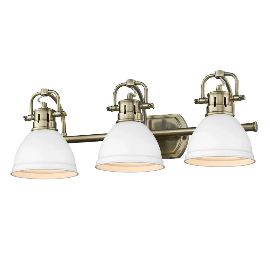 Duncan 3-Light Vanity in Aged Brass with Matte White Shade - Image 1