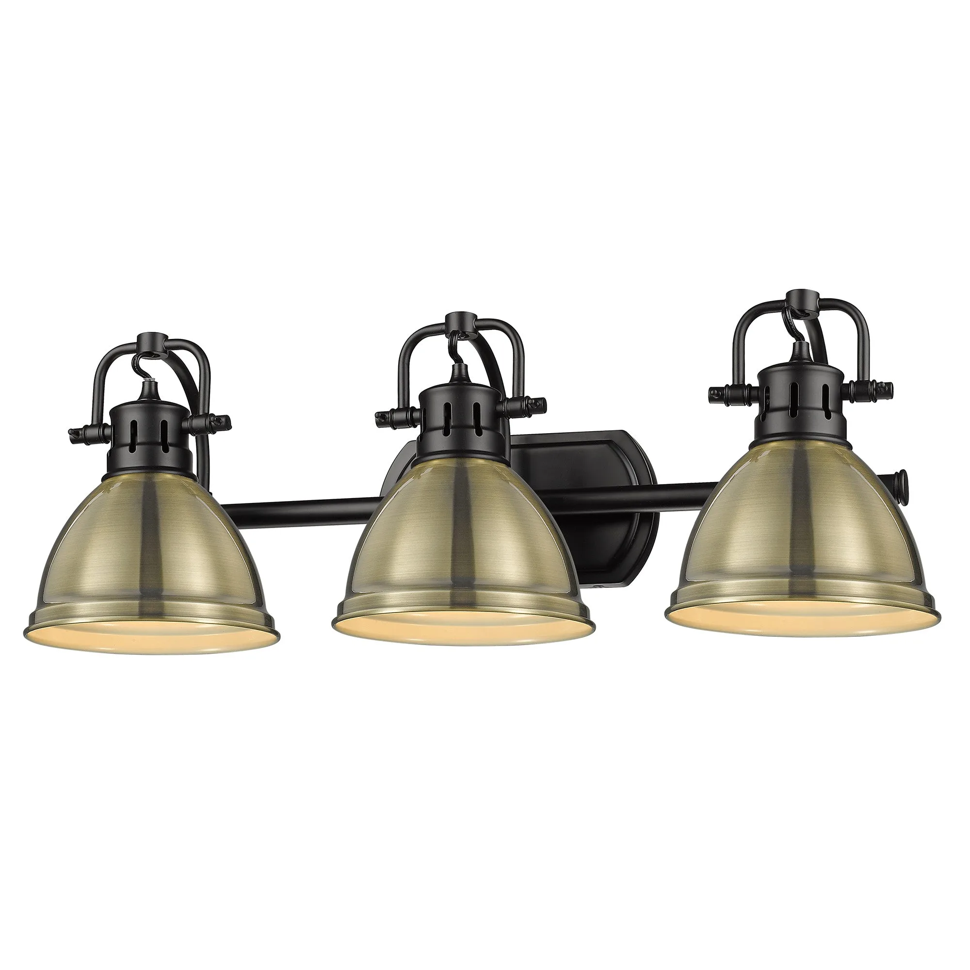Duncan 3-Light Vanity in Matte Black and Aged Brass