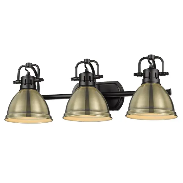 Duncan 3-Light Vanity in Matte Black and Aged Brass - Image 1