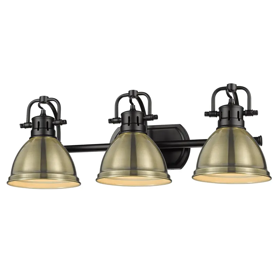 Duncan 3-Light Vanity in Matte Black and Aged Brass - Image 1