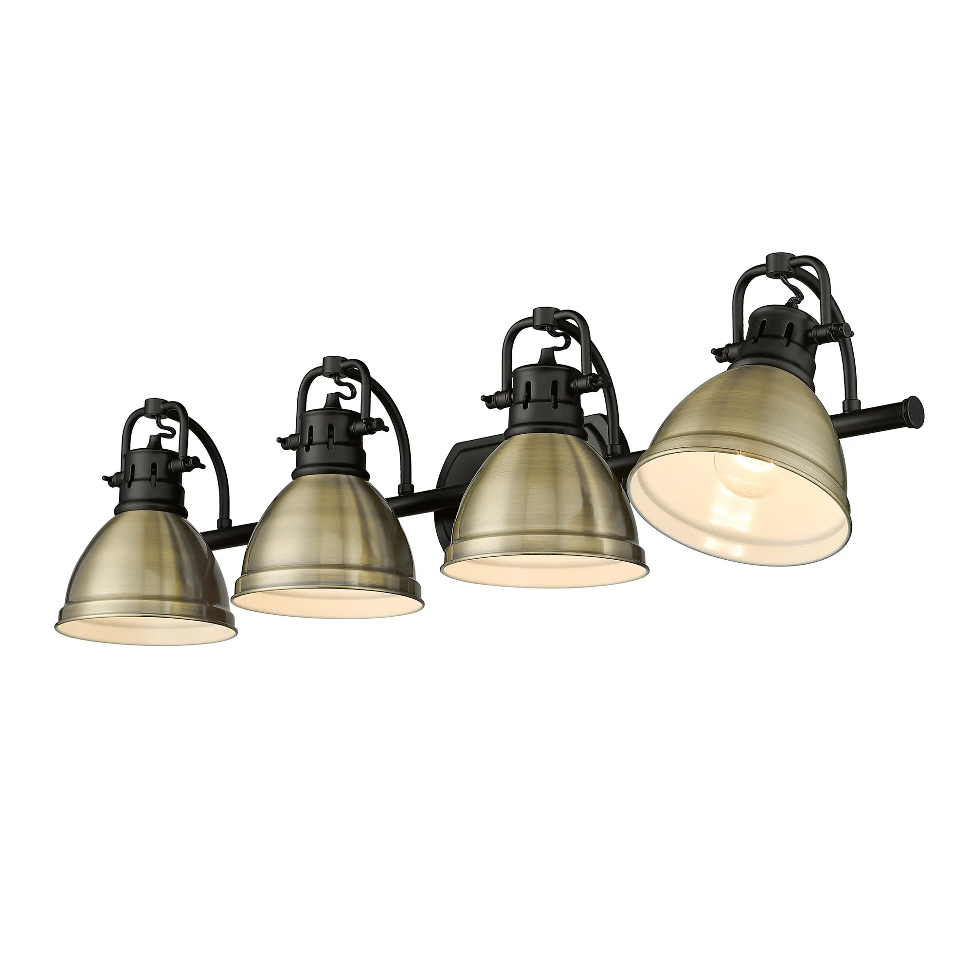 Duncan 4-Light Vanity in Matte Black and Aged Brass