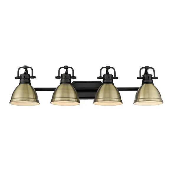 Duncan 4-Light Vanity in Matte Black and Aged Brass - Image 3