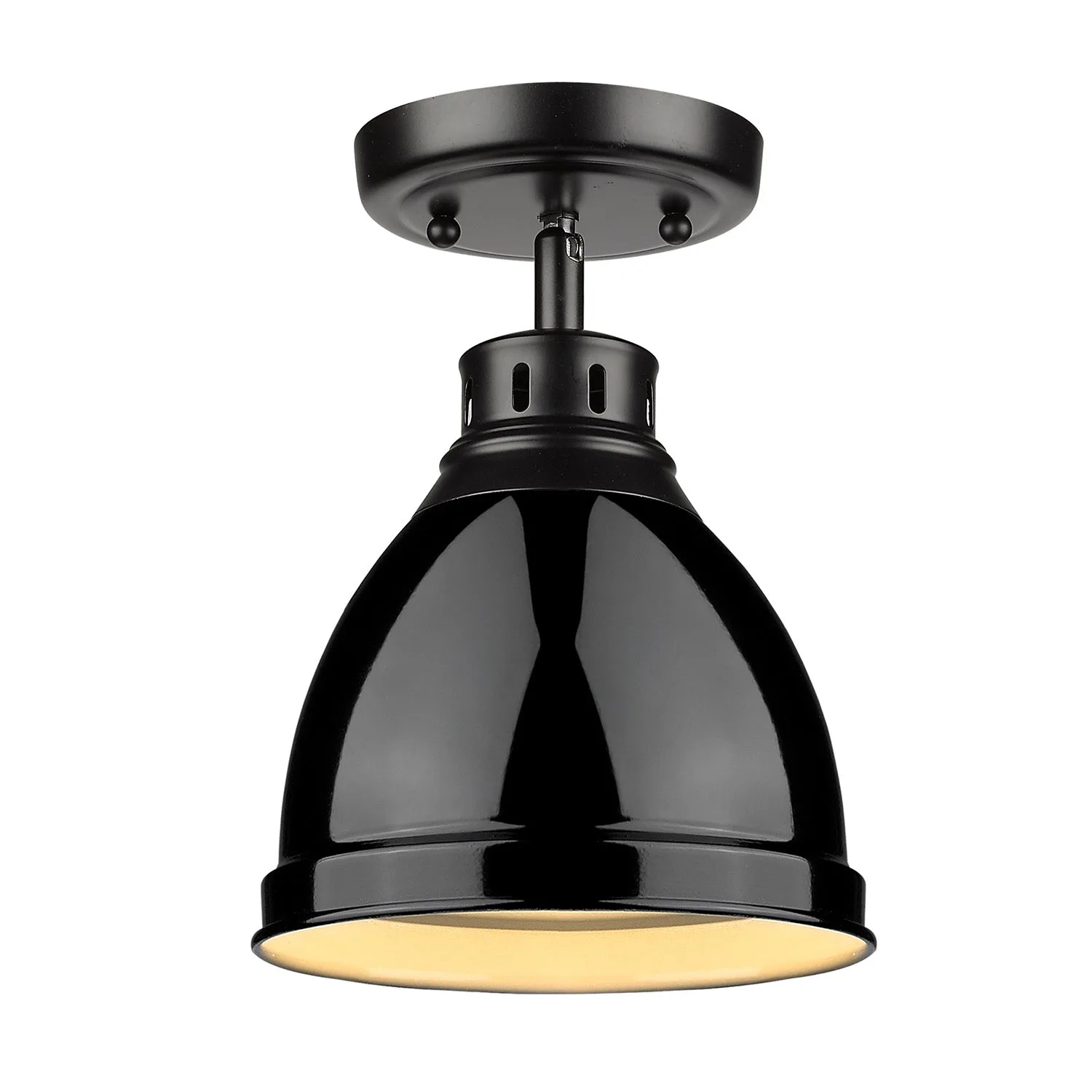 Duncan 1-light Flush Mount in Matte Black and Black shade