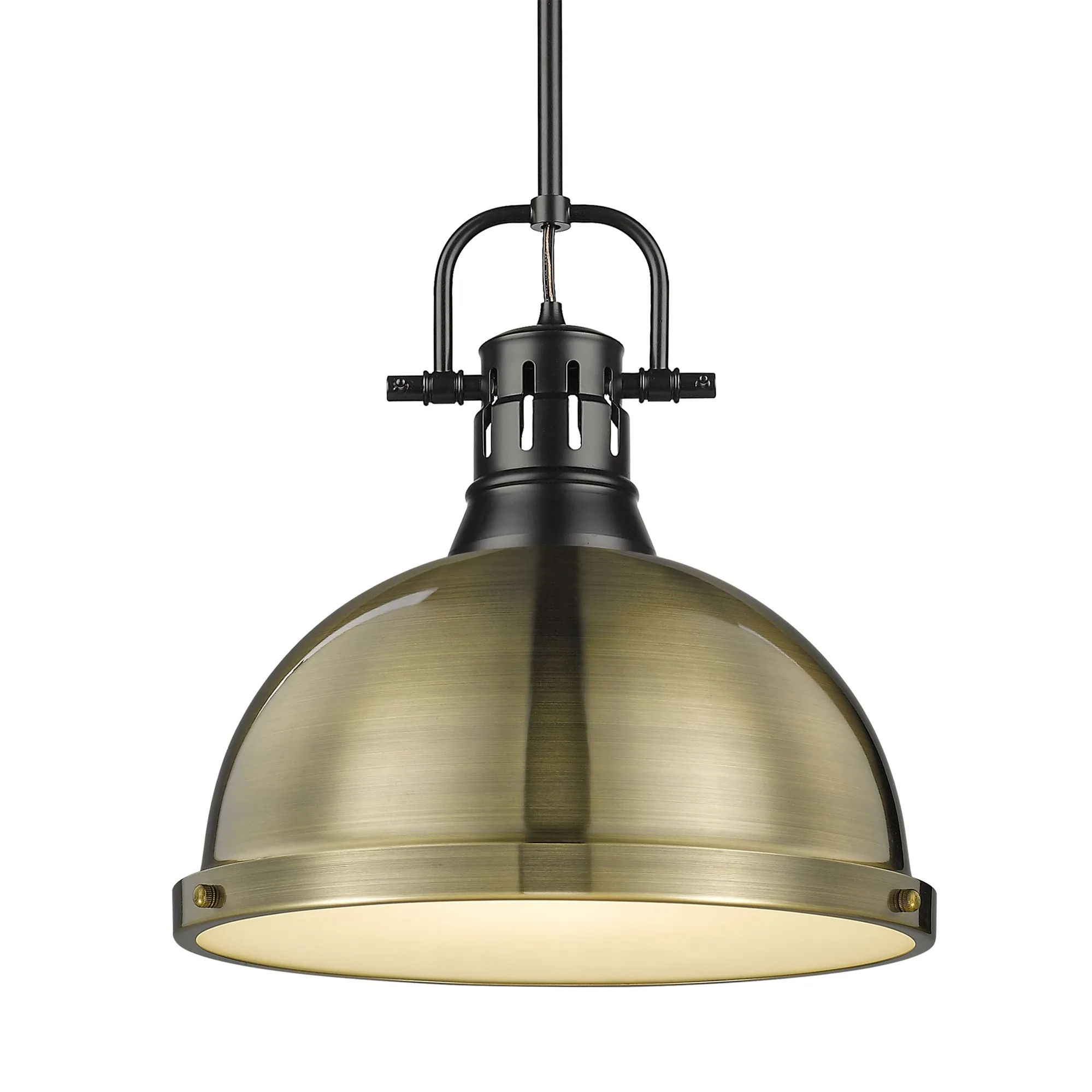 Duncan 1-Light Pendant in Matte Black with Aged Brass Shade