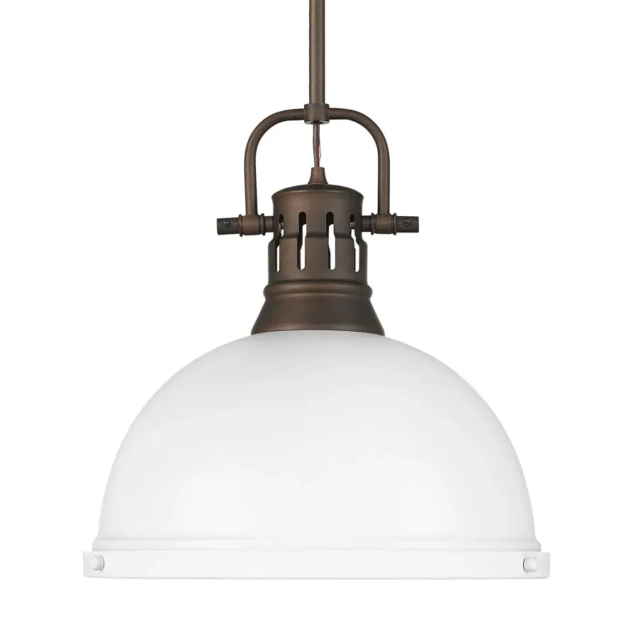 Duncan 1-Light Pendant in Rubbed Bronze with Matte White Shade - Image 1