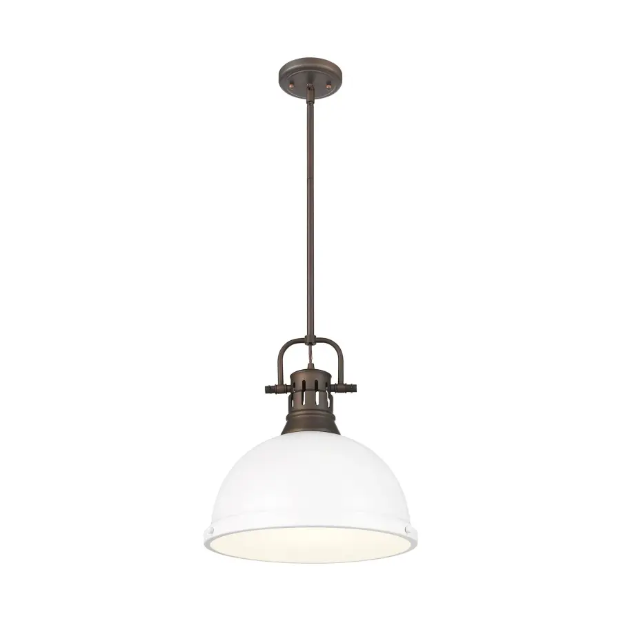 Duncan 1-Light Pendant in Rubbed Bronze with Matte White Shade - Image 2