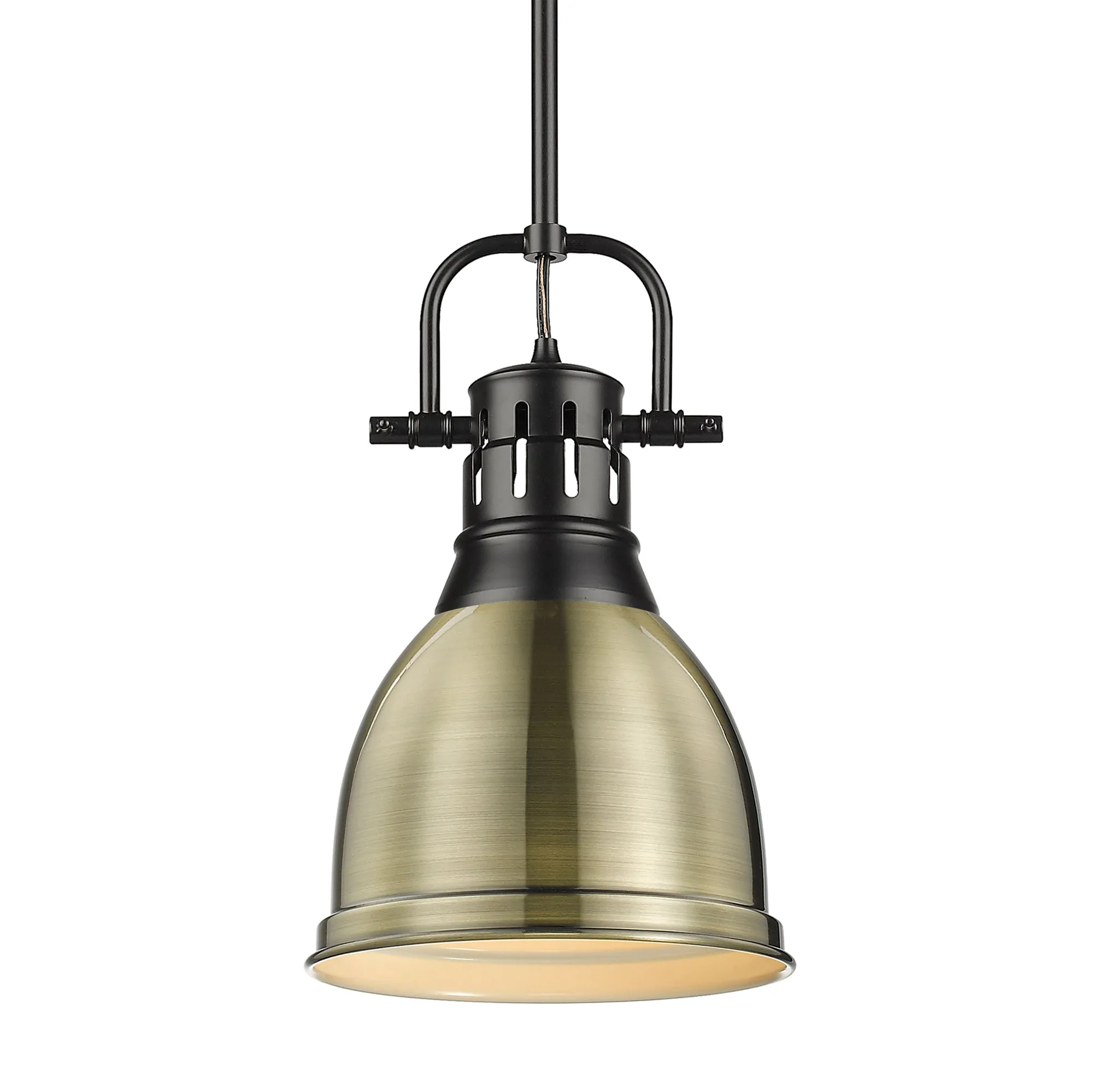 Duncan 1-Light Pendant in Matte Black with Aged Brass Shade