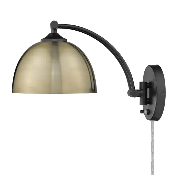 The Rey swing arm wall lamp combines modern elegance with practical functionality. Its adjustable arm and dual installation options (plug-in or hardwire) make it ideal for task lighting in bedrooms and offices. - alternate view