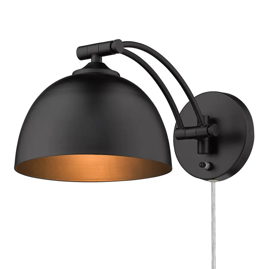 Rey One Light Swing Arm Wall Lamp in Matte Black - Image 1
