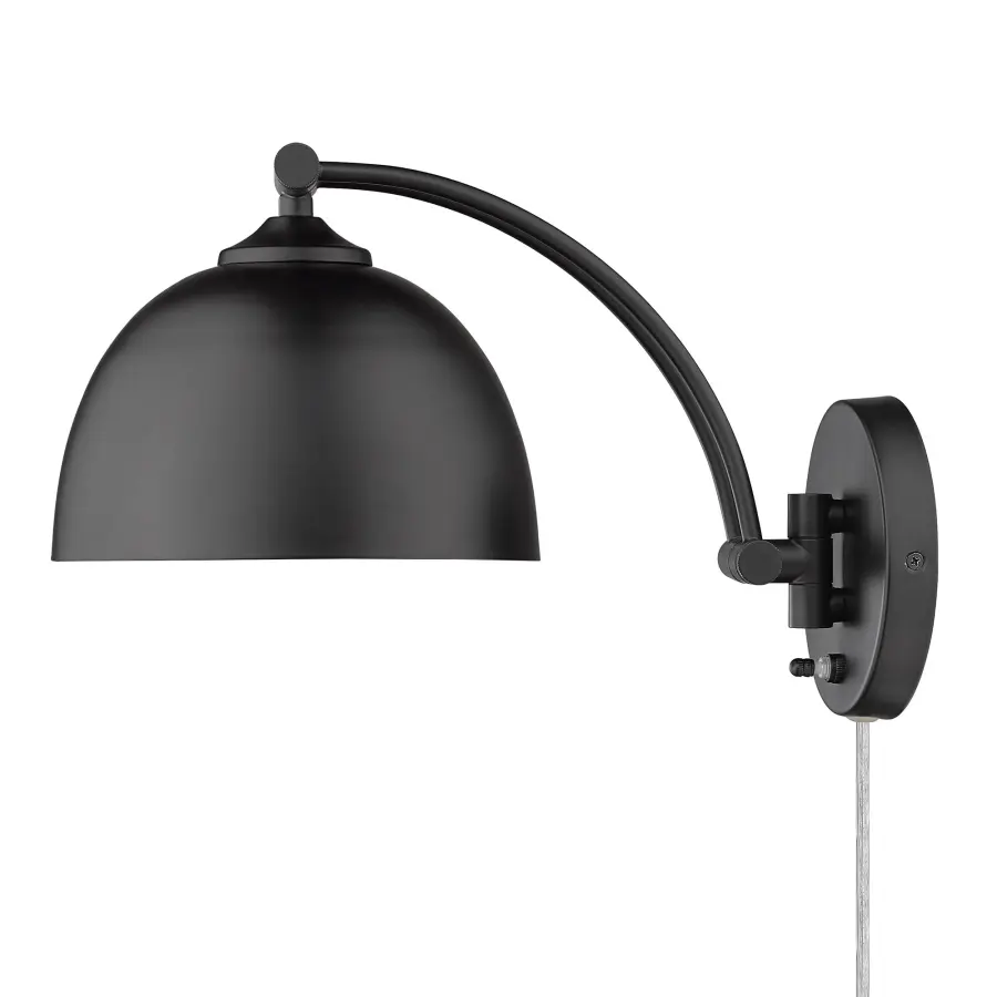 Rey One Light Swing Arm Wall Lamp in Matte Black - Image 2