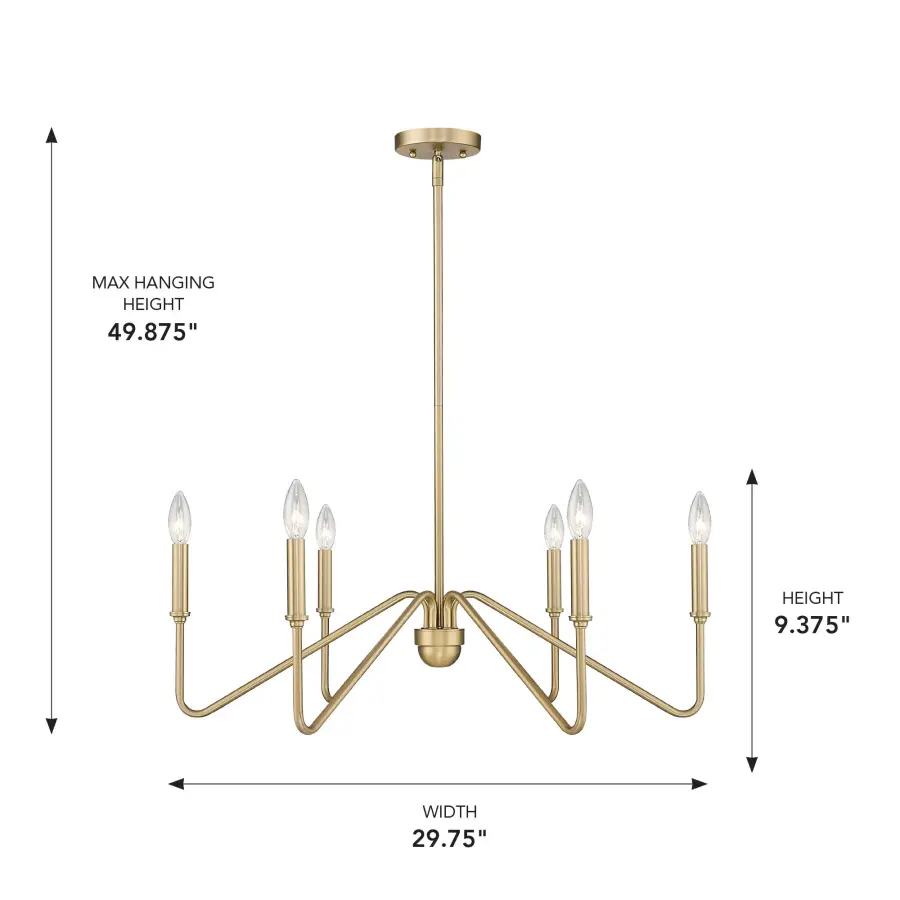 Kennedy 6-Light Chandelier in Brushed Champagne Brass - Image 4