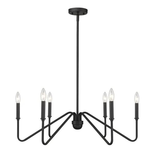The Kennedy 6-Light Chandelier delivers grand-scale impact with its 29.75" width and adjustable height. The matte Natural Black finish and exposed candelabra design create an organic, grounded aesthetic perfect for modern farmhouse, industrial, and transitional spaces.