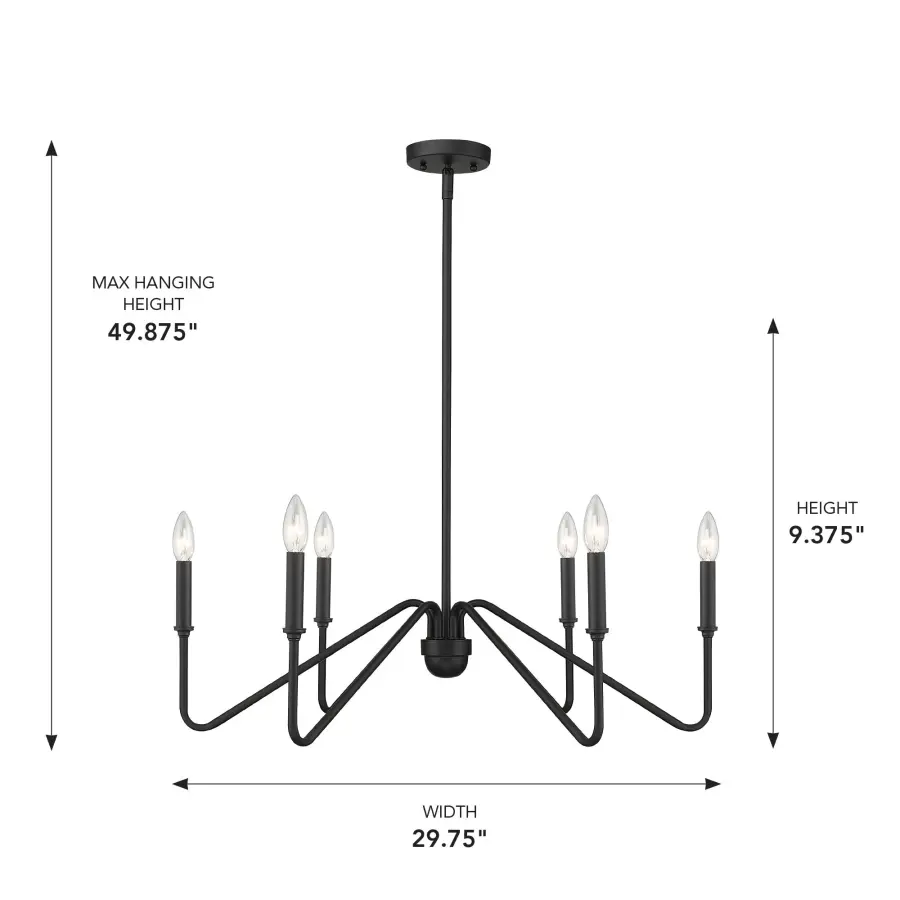 Kennedy 6-Light Chandelier in Natural Black - Image 2