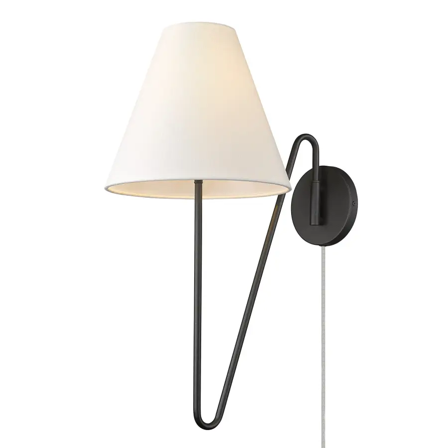 Versatile Swing Arm Lamp with Elegant Fabric Shade and Adjustable Design - Image 1
