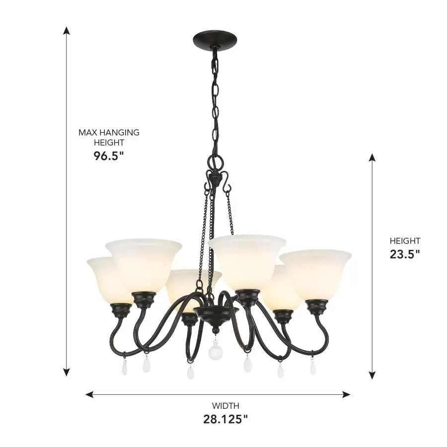 Donya 6-Light Chandelier in Matte Black - Image 6