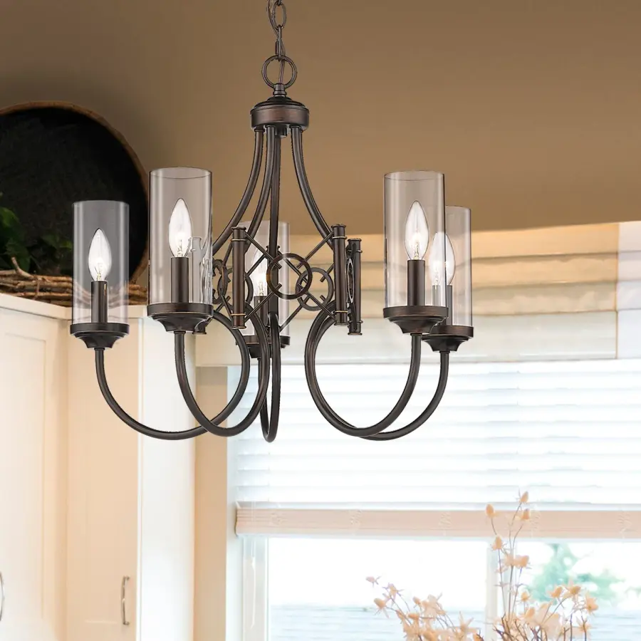 Quincy Five Light Chandelier in Cordoban Bronze - Image 7