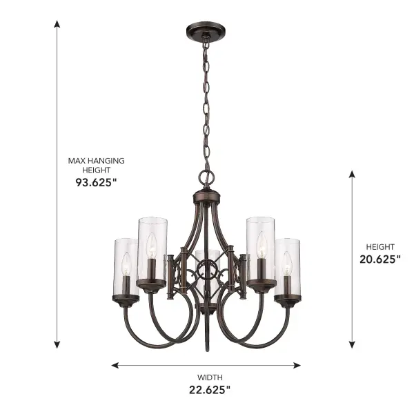 Quincy Five Light Chandelier in Cordoban Bronze - Image 8