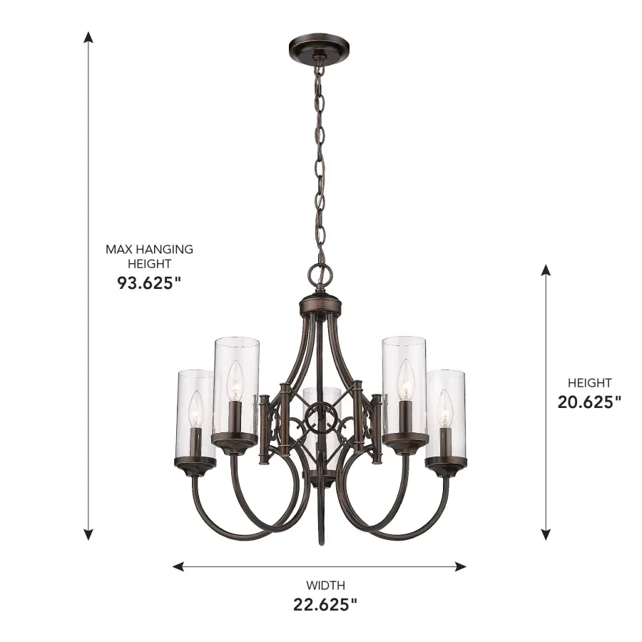 Quincy Five Light Chandelier in Cordoban Bronze - Image 8