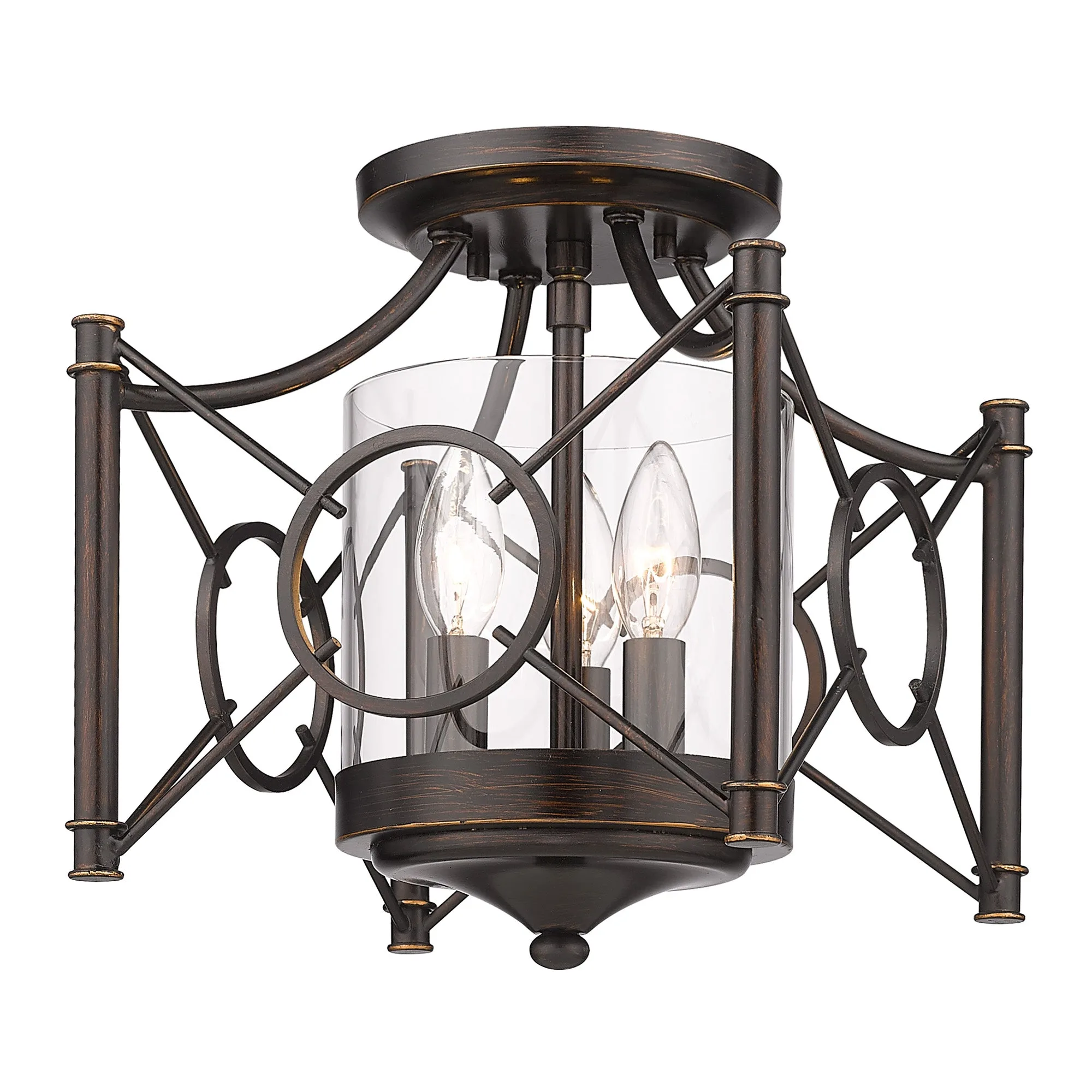 Quincy 3-light Semi-Flush Mount in Cordoban Bronze