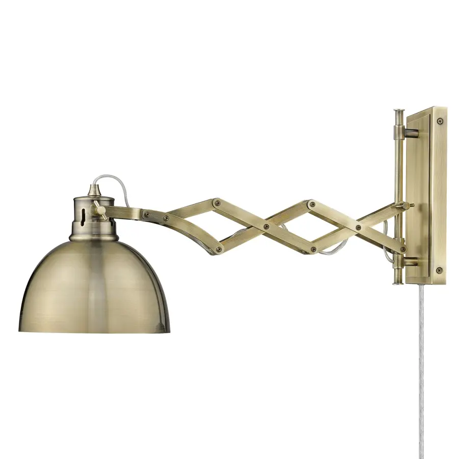 Hawthorn Swing Arm Wall Lamp in Aged Brass - Image 3