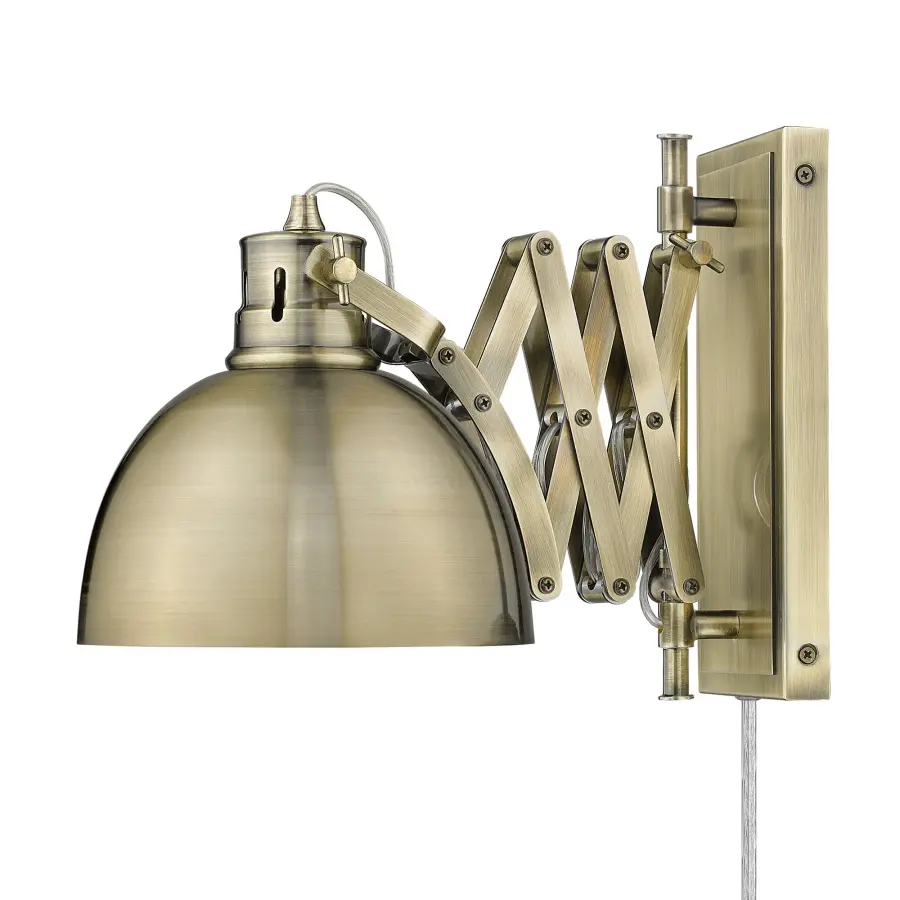 Hawthorn Swing Arm Wall Lamp in Aged Brass - Image 4