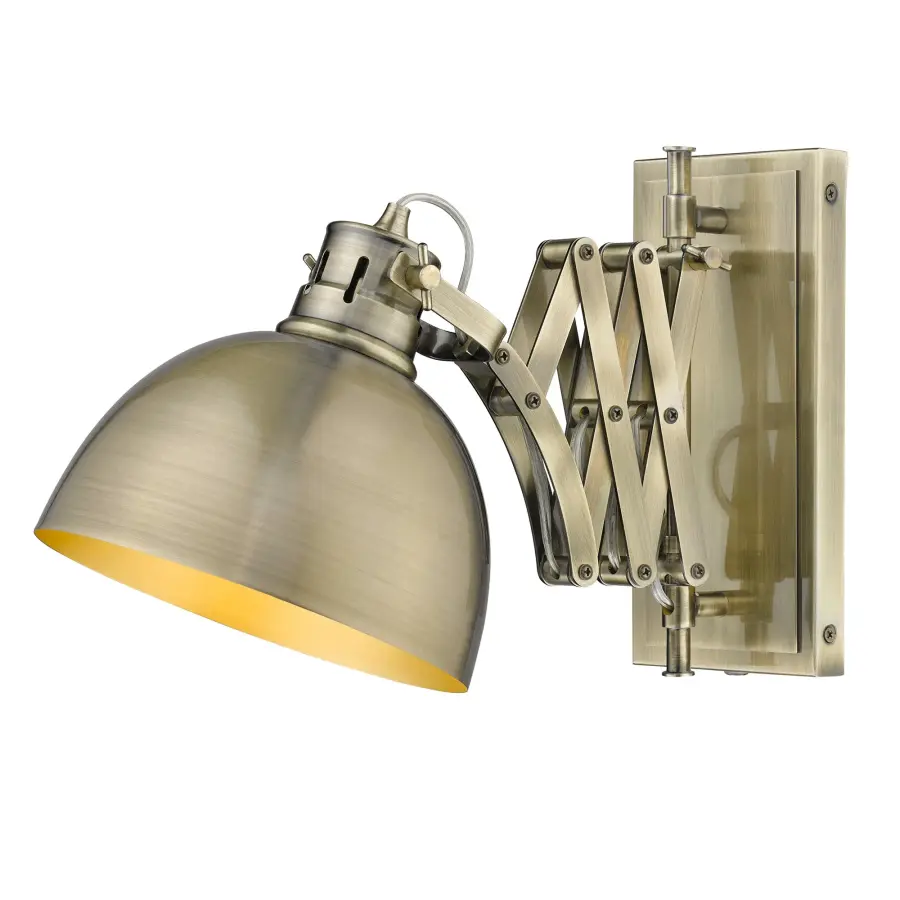 Hawthorn Swing Arm Wall Lamp in Aged Brass - Image 5