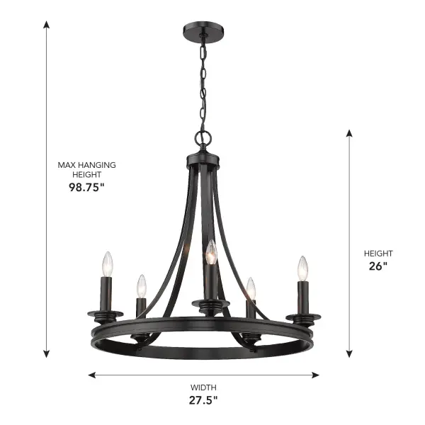 Golden Lighting Saldano 5-Light Chandelier in Matte Black - Image 6