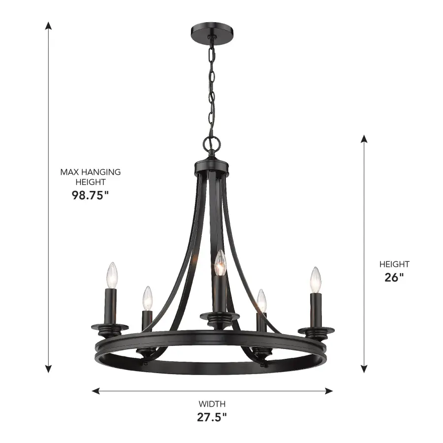 Golden Lighting Saldano 5-Light Chandelier in Matte Black - Image 6