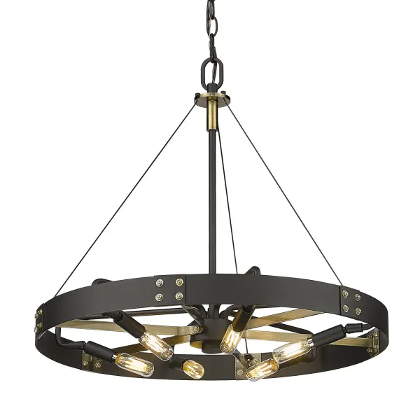 Vaughn 6-Light Pendant in Natural Black with Aged Brass - Image 3