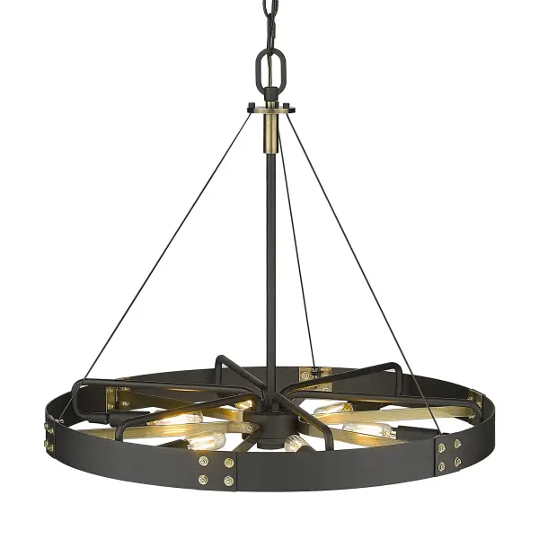 Vaughn 6-Light Pendant in Natural Black with Aged Brass - Image 4