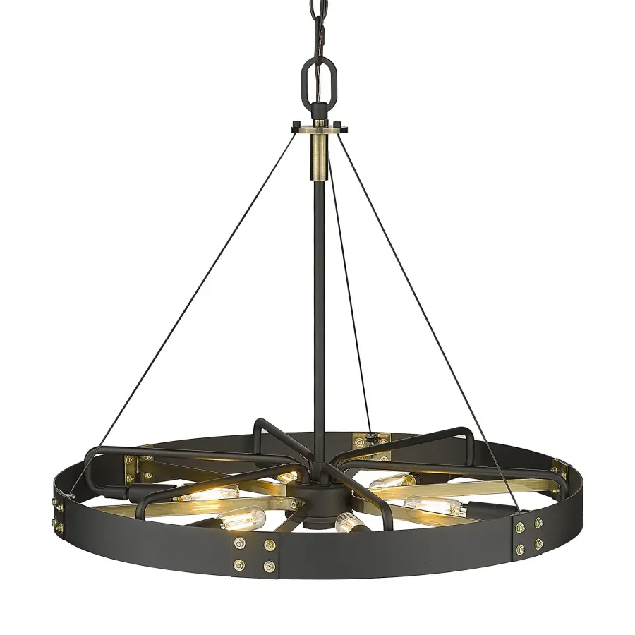 Vaughn 6-Light Pendant in Natural Black with Aged Brass - Image 4