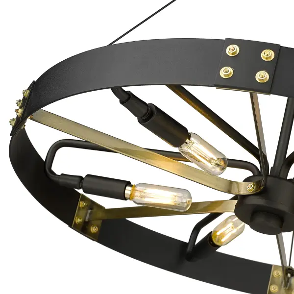 Vaughn 6-Light Pendant in Natural Black with Aged Brass - Image 6