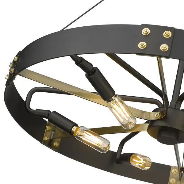 Vaughn 6-Light Pendant in Natural Black with Aged Brass - Image 7
