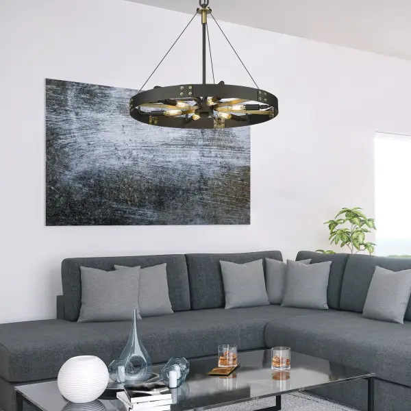 Vaughn 6-Light Pendant in Natural Black with Aged Brass - Image 8
