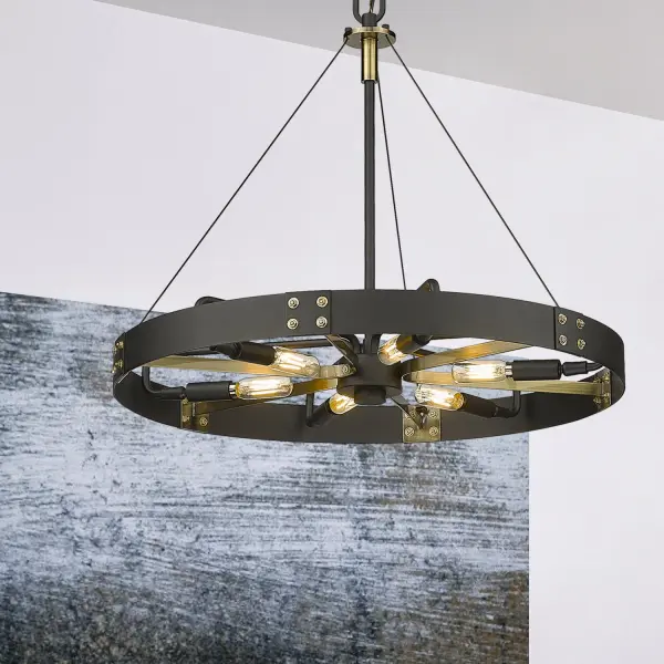 Vaughn 6-Light Pendant in Natural Black with Aged Brass - Image 9