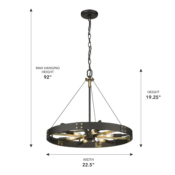 Vaughn 6-Light Pendant in Natural Black with Aged Brass - Image 10