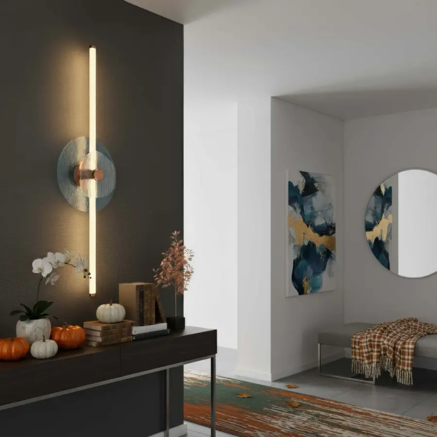 Colorella LED Wall Sconce in Rose Gold with Blue and Clear Glass - Image 8