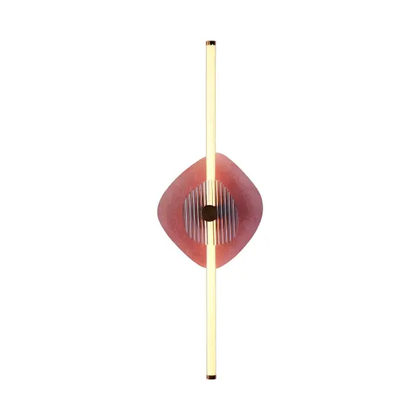 The Colorella LED Wall Sconce makes a dramatic statement with its unique purple and blue hammered and reeded glass paired with a sophisticated rose gold finish. At nearly 40 inches tall, this fixture delivers both high-impact design and practical LED illumination.