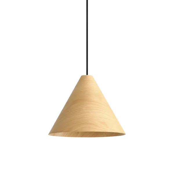 The Conique pendant combines natural wood beauty with modern minimalist design. Its light walnut finish and airy wood shade create a warm, inviting atmosphere while maintaining clean lines. Perfect for adding organic texture to contemporary spaces. - alternate view
