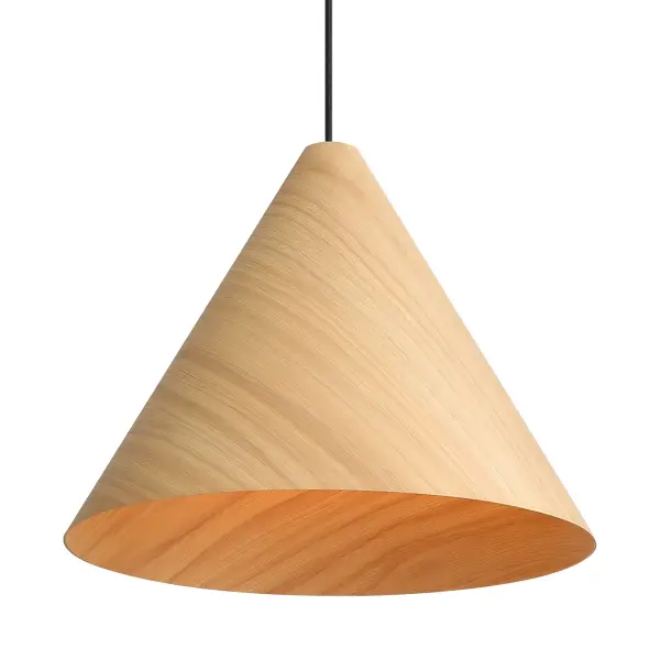 The Conique 2-Light Pendant combines contemporary design with organic materials, featuring beautiful natural wood grain in a Light Walnut finish. Its adjustable height and sloped ceiling compatibility make it highly versatile for various spaces.