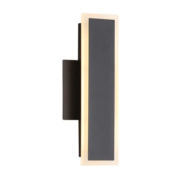 The Obsidian outdoor wall sconce delivers minimalist architectural design with a striking vertical LED bar. Its textured Sand Black finish provides sophisticated curb appeal while the integrated LED technology offers energy-efficient illumination rated at 420 lumens. Wet-rated for direct weather exposure.