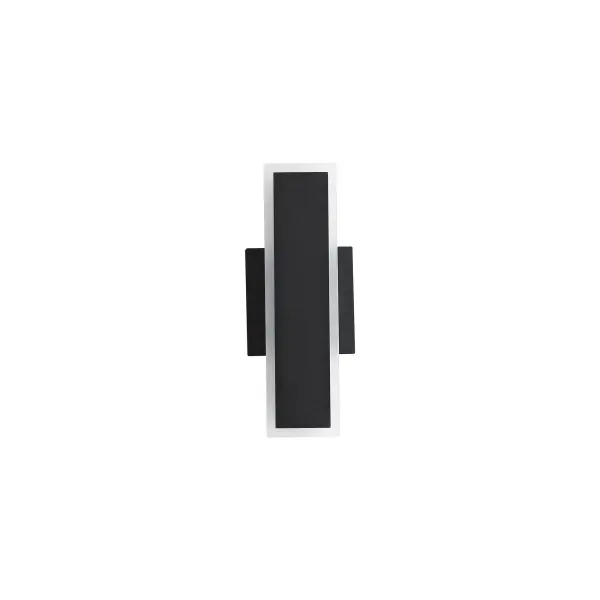 The Obsidian outdoor wall sconce delivers minimalist architectural design with a striking vertical LED bar. Its textured Sand Black finish provides sophisticated curb appeal while the integrated LED technology offers energy-efficient illumination rated at 420 lumens. Wet-rated for direct weather exposure. - alternate view