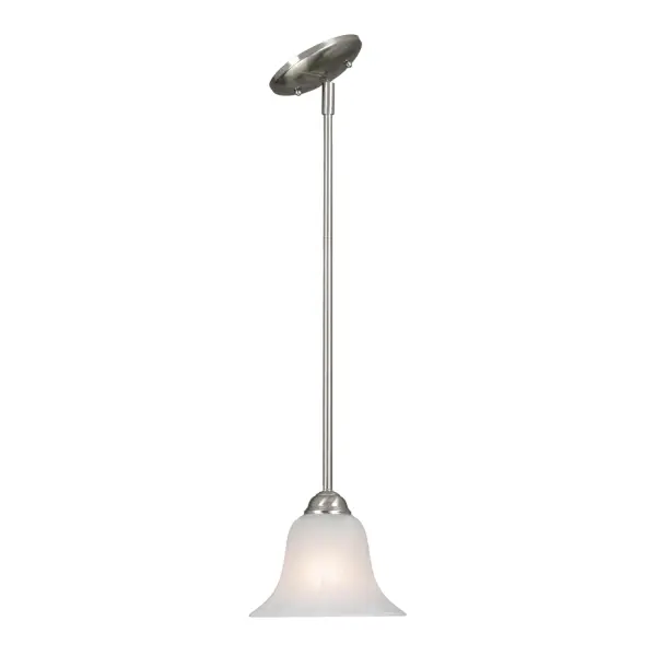 Bring modern elegance into your home with the Wry Lighting Chime 1-light Pendant. Featuring a marbled glass shade and a Pewter frame, it creates a welcoming atmosphere. The marbled glass shade offers a frosty, translucent white base with swirling decorative accents, designed to diffuse light gently, creating a soft and inviting ambiance. The stunning Pewter finish provides a timeless appeal, effortlessly complementing both classic and contemporary interiors. This Dry Location Rated pendant is ideal for indoor spaces not subject to moisture, such as kitchens, dining rooms, and hallways. It features a sloped-ceiling compatible design with an adjustable height of 8.75" to 50.75", making it easy to customize the perfect hanging length. The fixture requires one E26 Medium base bulb (not included), with a maximum wattage of 100. Overall dimensions are 7.5"W x 6.25"H x 7.5"D. Indulge in the perfect blend of style and function with this eye-catching light fixture. Collection: Chime Rooms: Accent, Kitchen Finish: Pewter Glass: Marbled Glass Notes: 1ea 6``, 3ea 12`` Width: 7.50" Height: 6.25" Length: 7.50" Weight: 3.34 lb Extension from Wall: 7.50" Chain: 1ea 6``, 3ea 12`` Wire: 10` Canopy: 5"W x 5"H x 2.5"D Number of Bulbs: 1 Maximum Wattage: 100.00 W Bulb Type: A19 Bulb Base: E26 Light Source: Incandescent Dimmable Voltage: 120.00 V Downrod: 1ea 6``, 3ea 12`` Material: Steel Country of Origin: China Safety Listing: ETL Safety Rating: Dry Connection: Hardware Manufacturer Warranty: 1 Year Limited Instructions Parts Diagram
