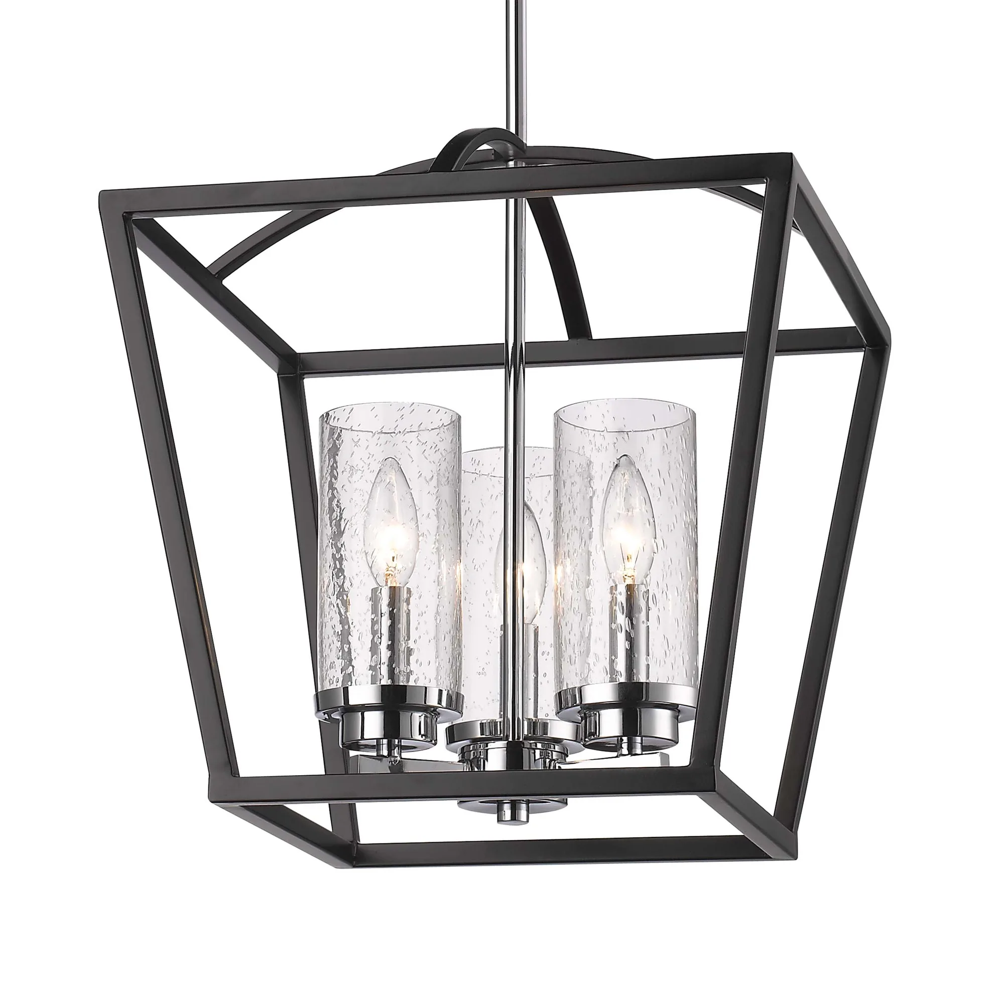 Golden Lighting Mercer 3-Light Pendant in Matte Black and Chrome